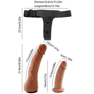 Remote Control Vibrating Strapless Strap-On - Dual 8.5"+5.5" Silicone Dildos w/ 10 Modes for Couples